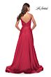 La Femme 28607 Low Back Spaghetti Straps V-Neck Dress
