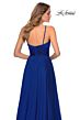 La Femme 28611 Slit Skirt Ruched Top V-Neck Dress