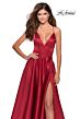 La Femme 28628 Plunging V-Neckline Crisscross Back Dress