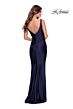 La Femme 28634 Square Neckline Low Back Dress