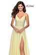 La Femme 28664 Rhinestone-Embellished V-Neckline Dress