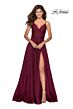 La Femme 28664 Rhinestone-Embellished V-Neckline Dress