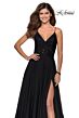 La Femme 28664 Rhinestone-Embellished V-Neckline Dress