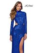 La Femme 28771 Exposed Back High Neck Dress