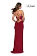La Femme 28792 Lace-Up Back Slit Skirt Dress