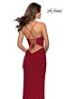 La Femme 28792 Lace-Up Back Slit Skirt Dress