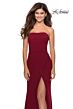 La Femme 28835 Strappy Back High Slit Strapless Dress
