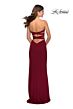 La Femme 28835 Strappy Back High Slit Strapless Dress