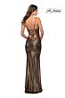 La Femme 28913 Figure-Hugging Side-Slit Strappy Back Dress