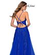 La Femme 28985 Floral Appliques V-Neck High Slit Dress