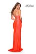 La Femme 29010 Draped V-Neckline Jersey Strappy Back Dress