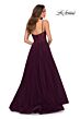 La Femme 29076 A-Line Ruched Illusion Bodice V-Neckline Dress