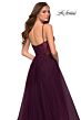 La Femme 29076 A-Line Ruched Illusion Bodice V-Neckline Dress