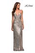 La Femme 29438 High Slit Draped Sequin Dress