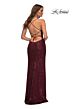 La Femme 29438 High Slit Draped Sequin Dress