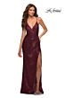 La Femme 29438 High Slit Draped Sequin Dress