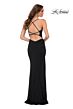 La Femme 29444 Drawstring Slit Strappy Back Dress