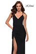 La Femme 29444 Drawstring Slit Strappy Back Dress