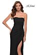La Femme 29489 Strapless Ruched Side Thigh-High Slit Dress