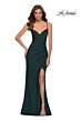 La Femme 29615 Lace-Up Back Draped Skirt Dress