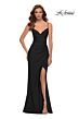 La Femme 29615 Lace-Up Back Draped Skirt Dress