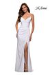 La Femme 29615 Lace-Up Back Draped Skirt Dress