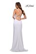 La Femme 29615 Lace-Up Back Draped Skirt Dress