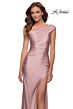 La Femme 29619 One Shoulder High Slit Ruched Dress