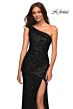 La Femme 29627 One-Shoulder Sequin Column Dress