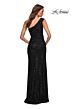 La Femme 29627 One-Shoulder Sequin Column Dress