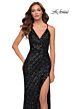 La Femme 29642 Sequin V-Neck Strappy Back Dress