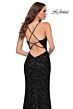 La Femme 29642 Sequin V-Neck Strappy Back Dress