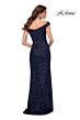 La Femme 29653 Foldover Off-The-Shoulder V-Neckline Slim-Fit Dress