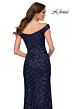 La Femme 29653 Foldover Off-The-Shoulder V-Neckline Slim-Fit Dress