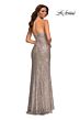 La Femme 29675 High Slit Strapless Ruched Sequin Dress