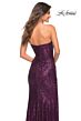 La Femme 29675 High Slit Strapless Ruched Sequin Dress