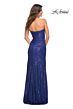 La Femme 29675 High Slit Strapless Ruched Sequin Dress