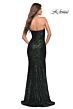 La Femme 29675 High Slit Strapless Ruched Sequin Dress