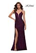 La Femme 29679 High Slit Lace Plunging Neck Dress
