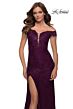 La Femme 29693 High Slit Off-The-Shoulder Lace Dress
