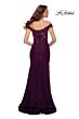 La Femme 29693 High Slit Off-The-Shoulder Lace Dress