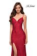 La Femme 29694 Spaghetti Strap High Slit Dress