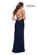 La Femme 29699 Side Slit Lace-Up Back Dress