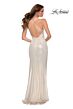 La Femme 29707 Criss Cross Back Faux Wrap Metallic Dress