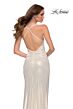 La Femme 29707 Criss Cross Back Faux Wrap Metallic Dress