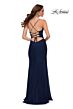 La Femme 29736 Lace-Up Cutout Back Ruched Bodice Dress
