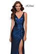 La Femme 29759 V-Back Ruffle Ruched Bodice Dress