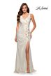 La Femme 29759 V-Back Ruffle Ruched Bodice Dress