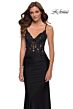 La Femme 29774 Lace Bodice Bare Back Dress
