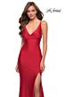 La Femme 29785 Lace-Up Back V-Neck Dress